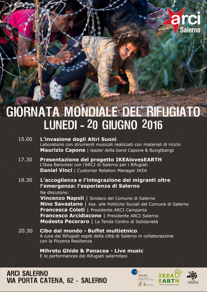 locandina giornata mondiale del rifugiato salerno arci 2016