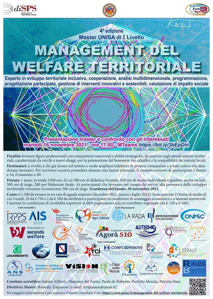 master in management del welfare territoriale iv edizione